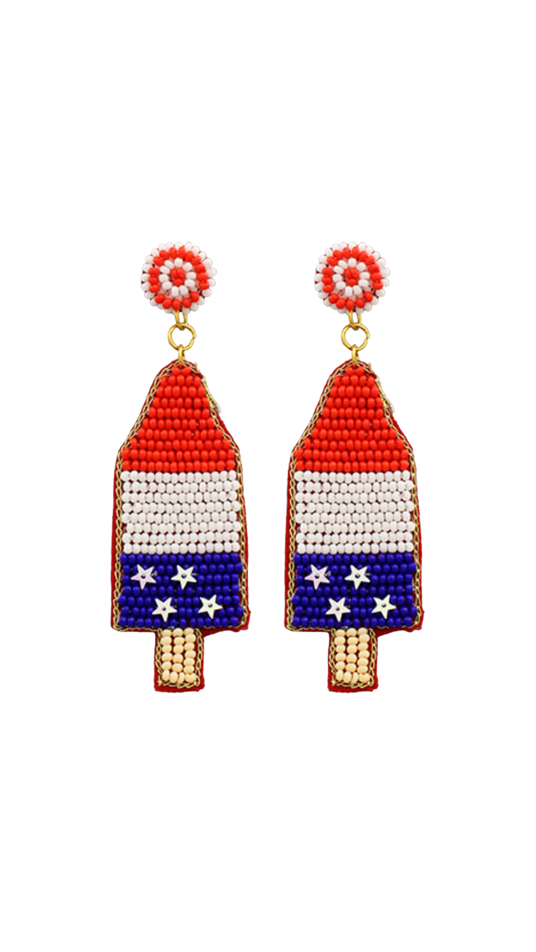 Popsicle Patriotic Beaded Earrings