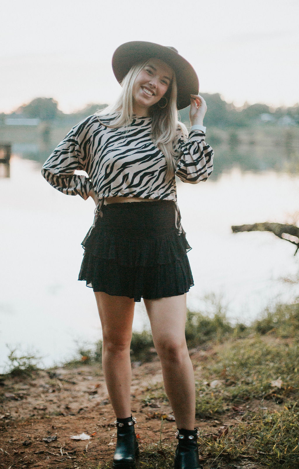 Zebra Tie Top